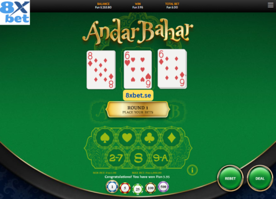 Andar Bahar 8xbet, siêu phẩm cá cược đình đám với luật chơi đơn giản và tỷ lệ thắng hấp dẫn